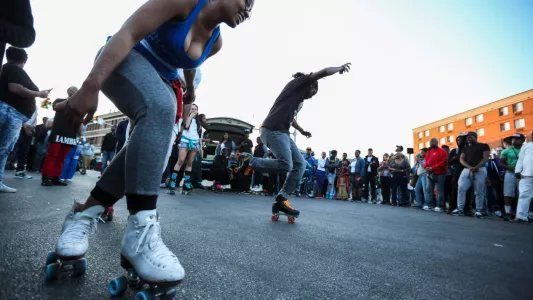 KAITLIN NEWMAN. A peaceful demonstration was held at the intersection of Pennsylvania and North Avenue in the middle of the protests sparked from the death of Freddie Gray while in police custody.