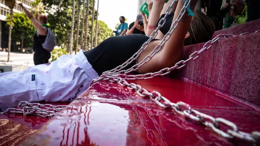 RAQUEL NATALICCHIO. They are protesting the loss of nation wide reproductive rights and they demand the federal government restore legal abortion nationwide.